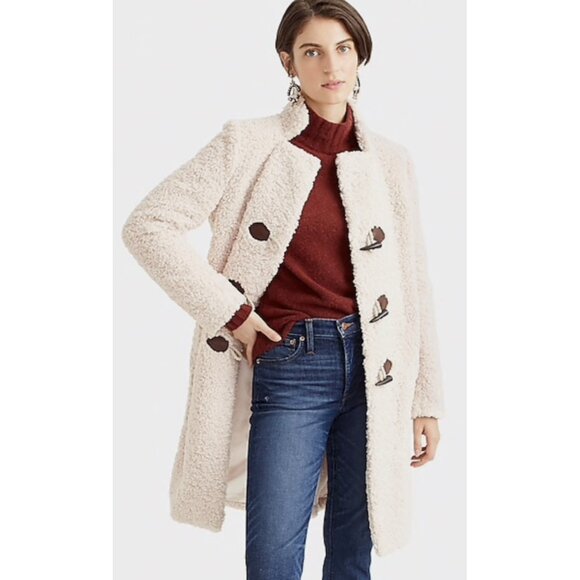 J.CREW Jackets & Blazers - J Crew Sherpa Teddy Faux Fur Shearling Toggle Button Cream Coat Women Size XL